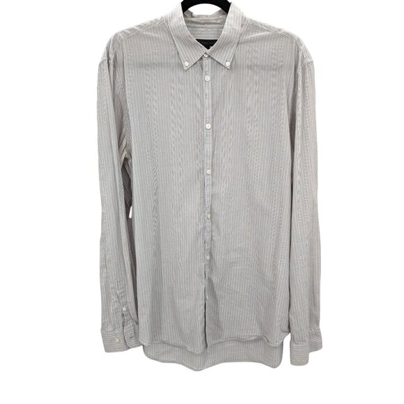 Marc By Marc Jacobs Striped Button Up Shirt Men Size XL Timeless Office Neutral - Picture 1 of 12